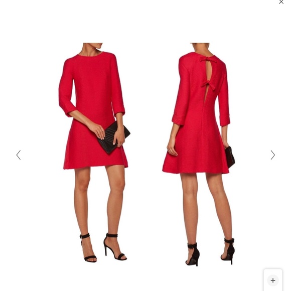 Maje Red Rouge Textured Keyhole Bow Back Rinis Shift New Cocktail Dress - Picture 1 of 9